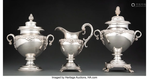 27113: An Edward Lownes Coin Silver Creamer and Two Cov