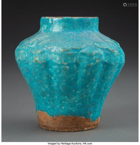 27044: A Chinese Blue Pottery Jar 4-5/8 x 4-1/2 inches