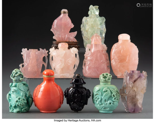 27037: A Group of Twelve Chinese Carved Snuff Bottles 3