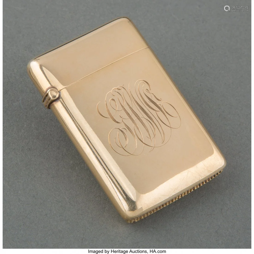 27098: A Woods & Chatellier 14k Gold Match Safe, New Yo