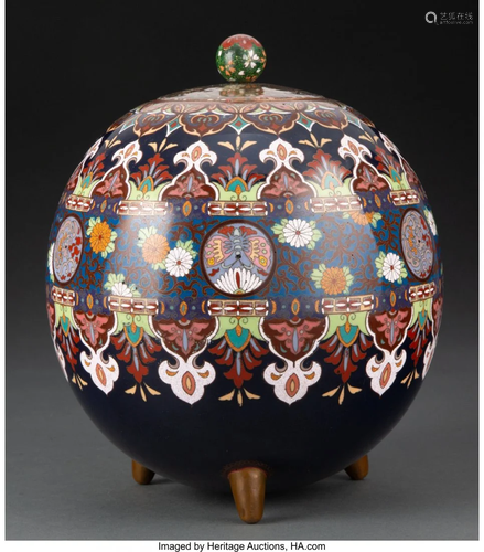 78284: A Japanese Cloisonné Jar with Cover 8-1/4