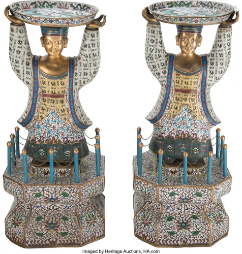 78139: A Monumental Pair of Chinese Cloisonné an