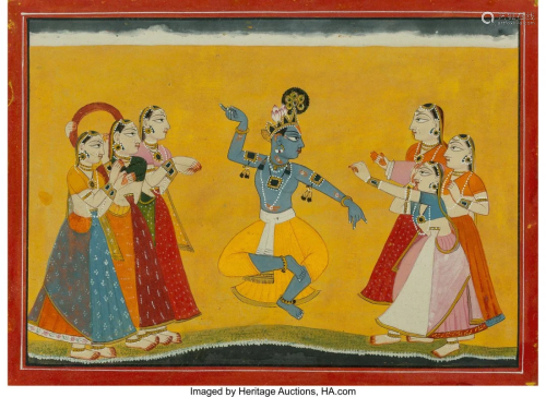 78263: An Indian Miniature Painting Depicting Krishna w