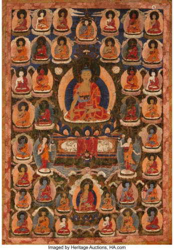 78256: A Tibetan Thangka of Shakyamuni 21 x 14-1/8 inch