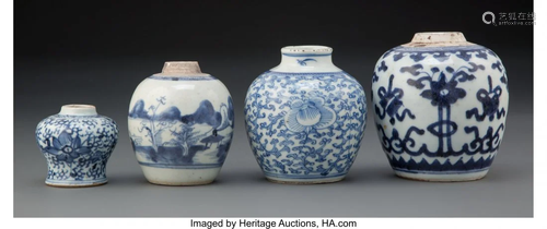 78114: A Group of Four Chinese Blue and White Jarlets M