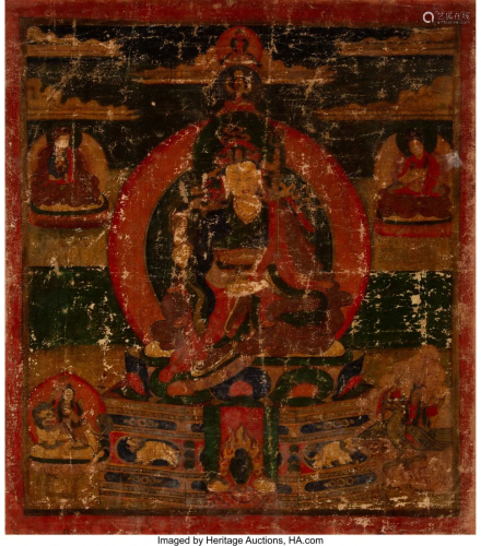 78257: A Tibetan Thangka of Padmasambhava, 18th century