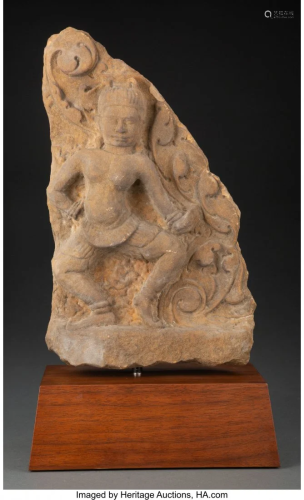 78252: A Khmer Stone Relief Fragment 11-3/4 x 7-1/2 inc