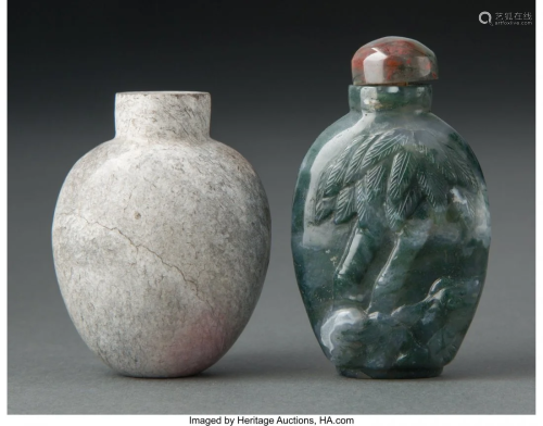 78022: A Chinese Calcified Jade Snuff Bottle and A Chin