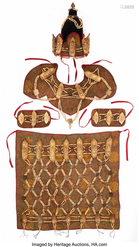 78238: A Five-Piece Tibetan Ritual Carved Bone Apron Se