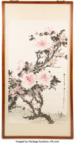 78223: Liang Boyu (Chinese, 1903-1978) Peonies Ink and