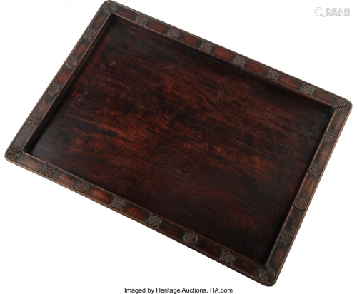 78158: A Large Chinese Carved Hardwood Tray, Qing Dynas