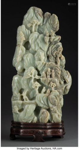 78061: A Chinese Jadeite Carving 16-3/4 x 9 x 2-3/4 inc