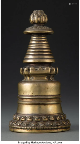 78245: A Tibetan Bronze Kadampa Stupa, 14th-15th centur