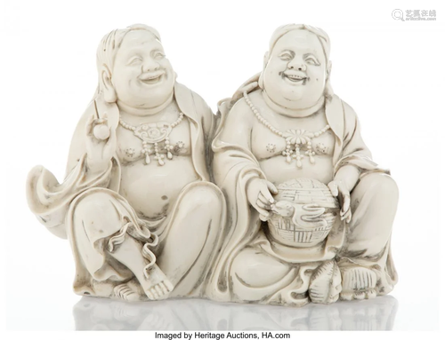 78107: A Chinese He-He Er Xian Blanc-de-Chine Porcelain