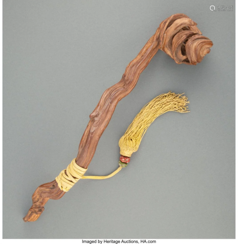 78159: A Chinese Carved Wood Ruyi Scepter 14-1/2 x 3-1/
