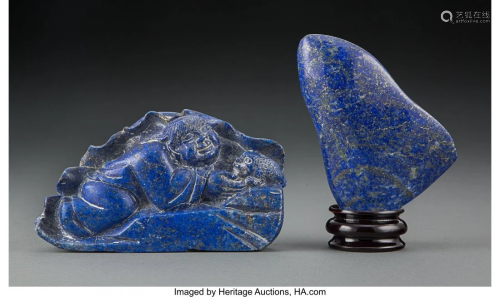 78062: Two Chinese Carved Lapis Lazuli Articles 3-1/8 x