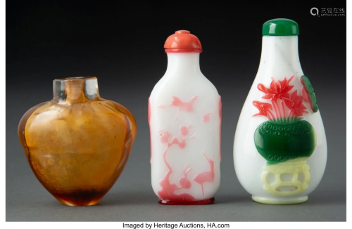 78026: A Group of Three Chinese Glass Snuff Bottles 2-3