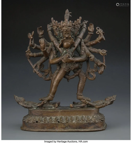 78240: A Tibetan Bronze Figure of Chakrasamvara and Vaj