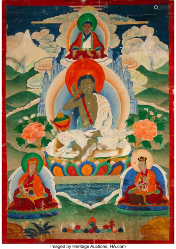 78259: A Tibetan Thangka of Milarepa 24-1/2 x 17-1/2 in