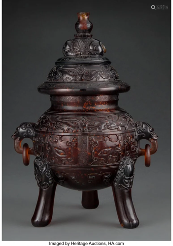 78148: A Chinese Peking Glass Covered Censer Marks: Fou