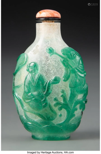 78008: A Chinese Peking Glass Overlay Snuff Bottle 2-3/
