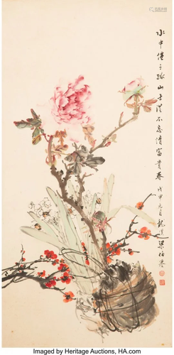 78219: Liang Boyu (Chinese, 1903-1978) Flowers Ink and