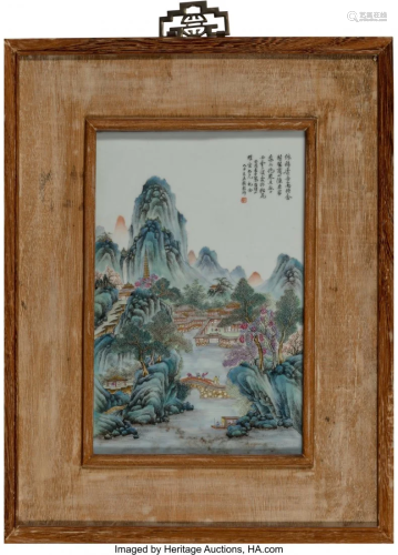 78187: A Chinese Enamel Porcelain Plaque Marks: Red sea