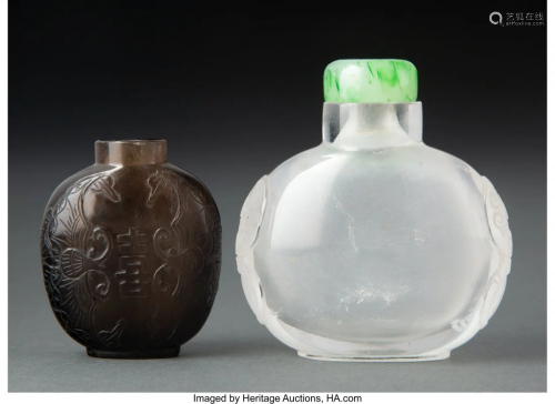 78020: Two Chinese Carved Rock Crystal Snuff Bottles 2-