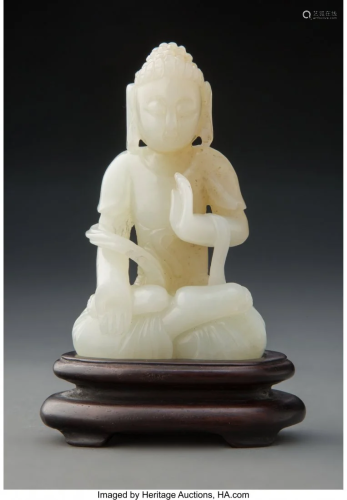 78041: A Chinese White Jade Carved Buddha 3-1/2 x 2 x 1