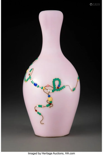 78274: An Exceptionally Fine Moriage Enamel Bottle Vase