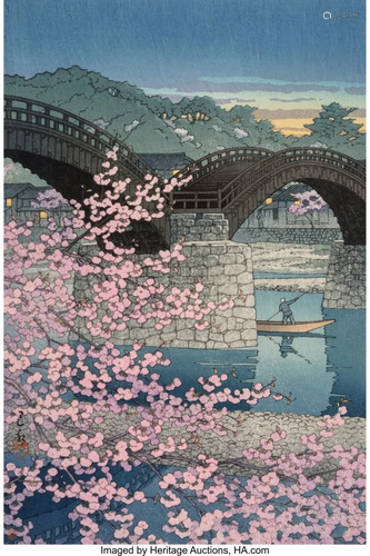 78320: Hasui Kawase (Japanese, 1883-1957) Spring Evenin