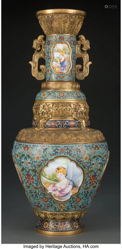 78144: A Chinese Gilt Bronze Mounted Cloisonné V