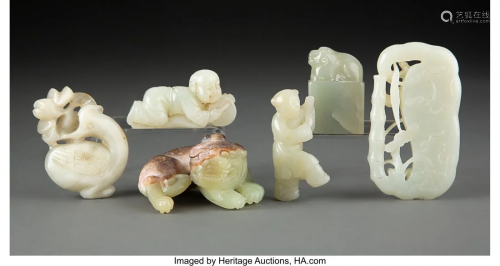 78033: A Group of Six Chinese Jade Carvings 1-1/4 x 2-1