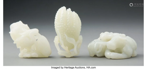 78050: Three Chinese Jade Carvings 1-1/4 x 2-1/4 x 2-1/