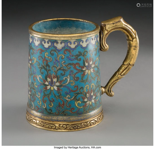 78145: A Chinese Cloisonné and Gilt Bronze Tanka