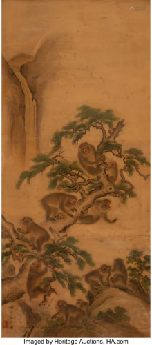 78337: Kamata Gansen (Japanese, b. 1844) Monkeys, 19th