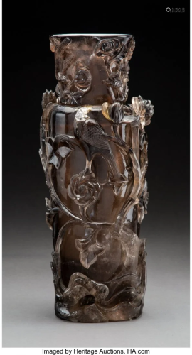 78070: A Large Smokey Rock Crystal Vase 15-3/4 inches (