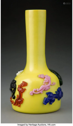 78146: A Chinese Peking Glass Mallet Vase with Applied