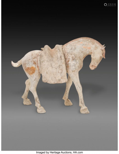 78083: A Chinese Pottery Horse and Saddle, Tang Dynasty
