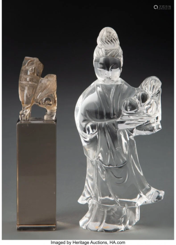 78071: Two Chinese Carved Quartz Articles 5-1/2 x 2-1/2