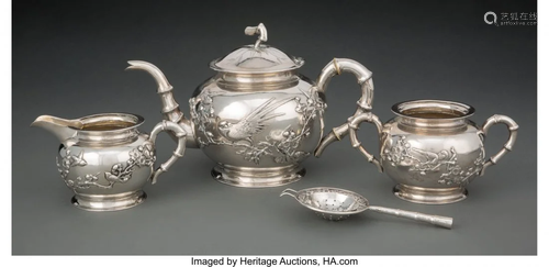 78134: A Four-Piece Chinese Export Silver Tea Set, earl