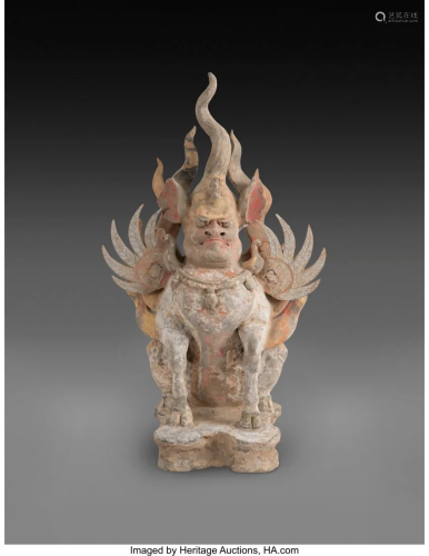 78080: A Chinese Painted Pottery Earth Spirit, Tang Dyn