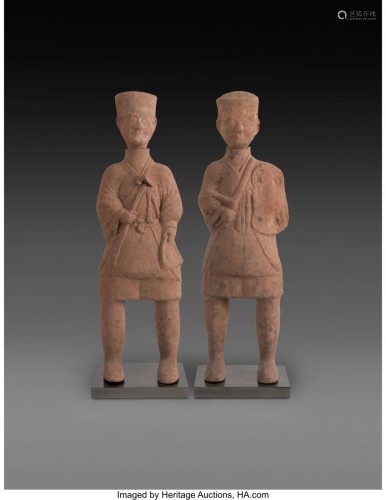 78078: Two Large Chinese Sichuan Red Pottery Figures, H