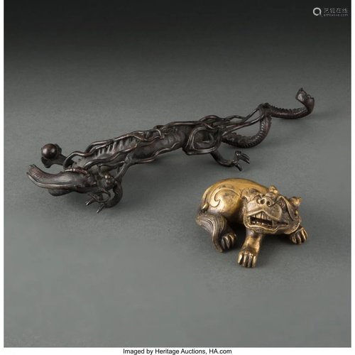 78136: Two Chinese Bronze Figures Marks: Two-character