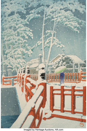 78331: Hasui Kawase (Japanese, 1883-1957) Snow at Yagum