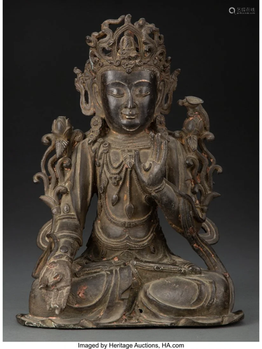 78131: A Chinese Bronze Seated Guanyin, Ming Dynasty 11