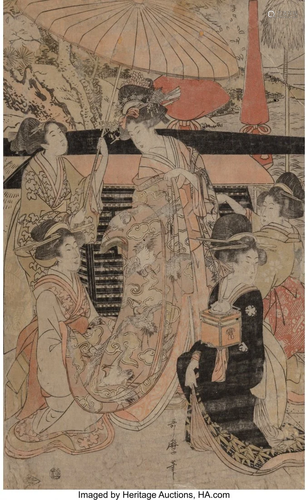 78318: Kitagawa Utamaro (Japanese, 1753-1806) Five Beau