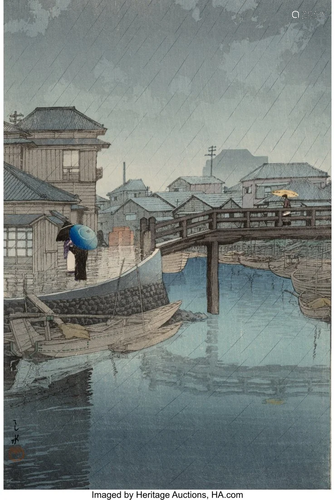 78323: Hasui Kawase (Japanese, 1883-1957) Rainy Season