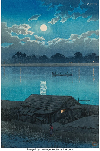 78325: Hasui Kawase (Japanese, 1883-1957) Moonlight on