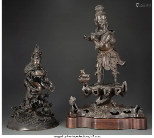 78293: Two Japanese Bronze Statues 21 x 15 x 8 inches (